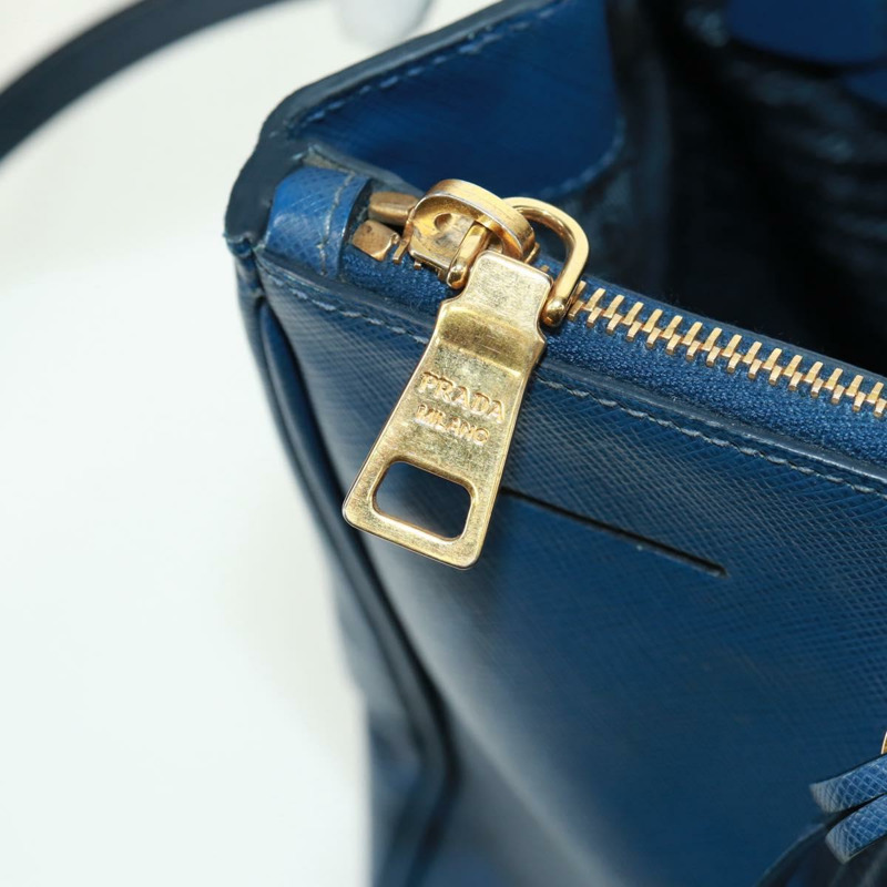 【日本直送】PRADA Galleria 手提包,Safiano 皮革,兩用,藍金配色,正品,貨號 163246V-25