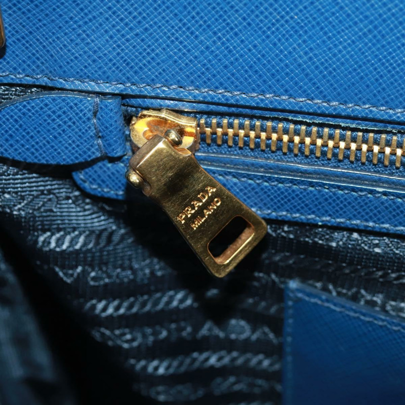 【日本直送】PRADA Galleria 手提包,Safiano 皮革,兩用,藍金配色,正品,貨號 163246V-27