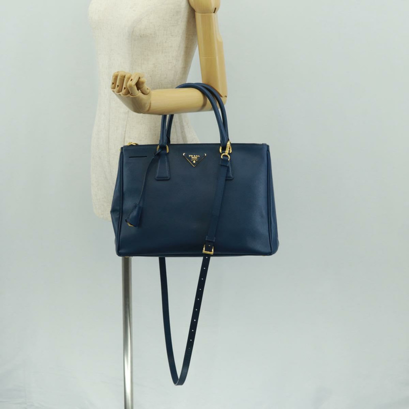 【日本直送】PRADA Galleria 手提包,Safiano 皮革,兩用,藍金配色,正品,貨號 163246V-29