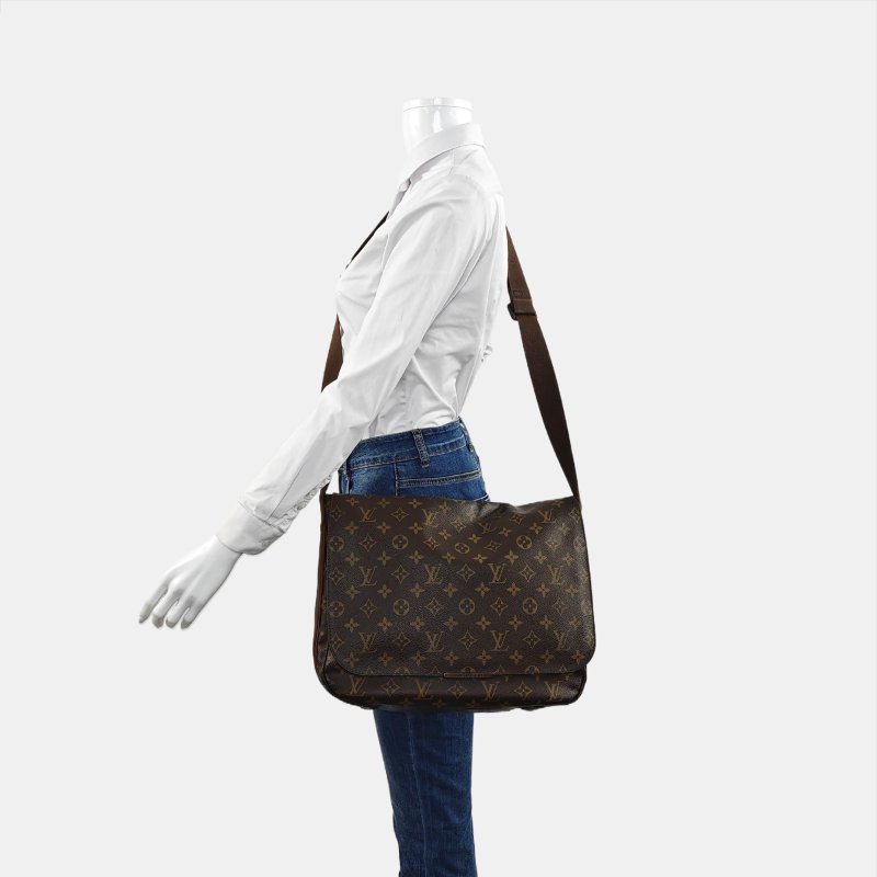 LOUIS VUITTON VINTAGE BEAUBOURG 棕色塗層帆布老花斜挎包單肩包金色五金-1