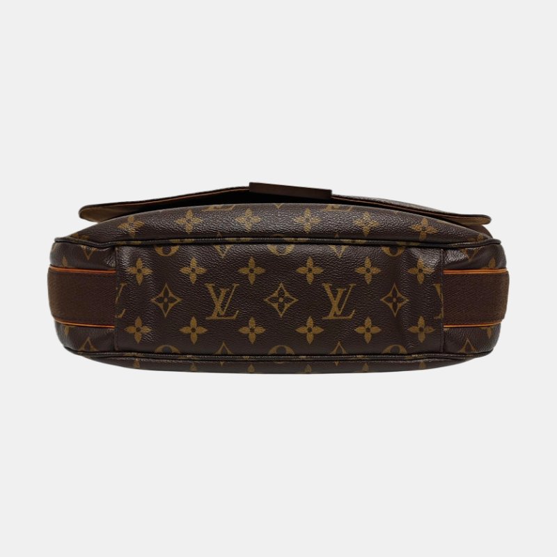 LOUIS VUITTON VINTAGE BEAUBOURG 棕色塗層帆布老花斜挎包單肩包金色五金-5