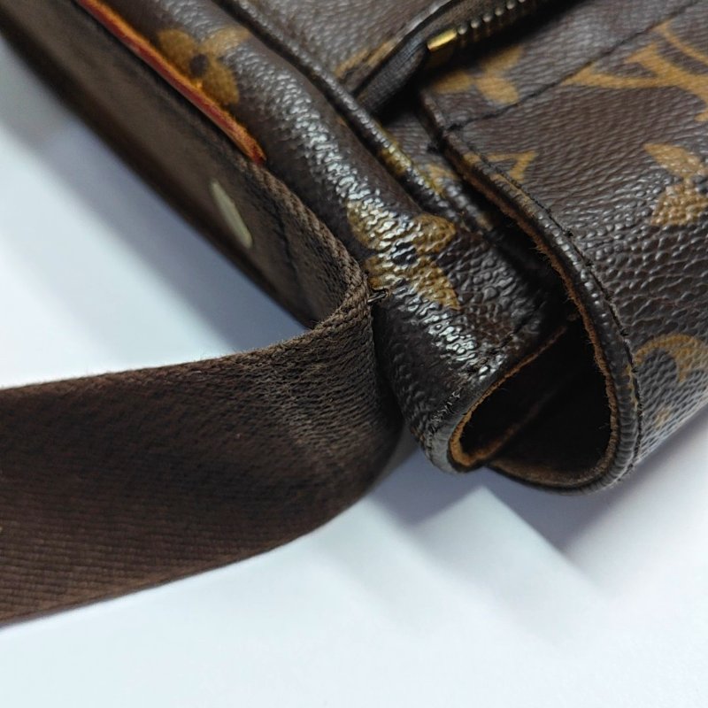 LOUIS VUITTON VINTAGE BEAUBOURG 棕色塗層帆布老花斜挎包單肩包金色五金-11