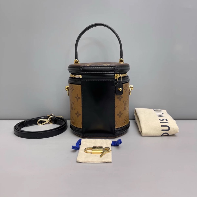 LV路易威登Cannes老花拼色飯桶包 芯片-1