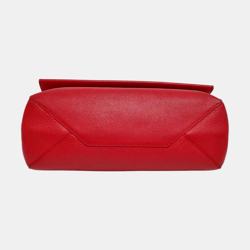 LOUIS VUITTON LOCKME紅色牛皮單肩包手提包斜挎包銀色五金可拆卸肩帶-5