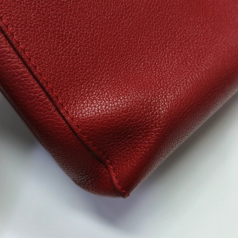 LOUIS VUITTON LOCKME紅色牛皮單肩包手提包斜挎包銀色五金可拆卸肩帶-8