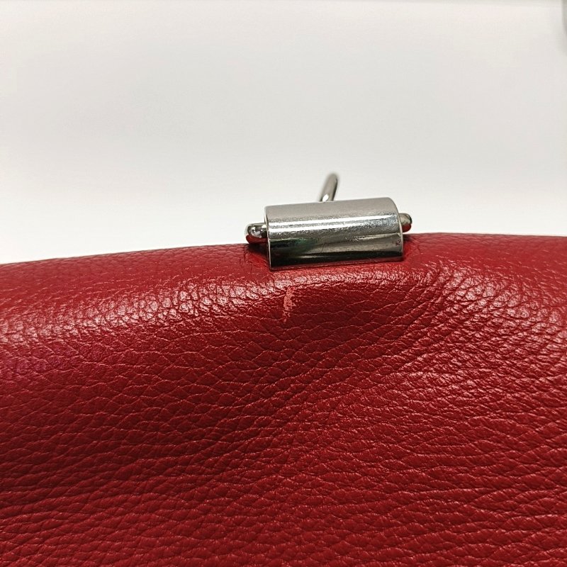 LOUIS VUITTON LOCKME紅色牛皮單肩包手提包斜挎包銀色五金可拆卸肩帶-11