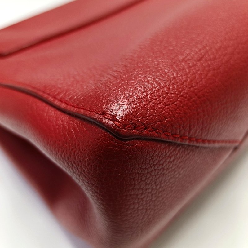 LOUIS VUITTON LOCKME紅色牛皮單肩包手提包斜挎包銀色五金可拆卸肩帶-12