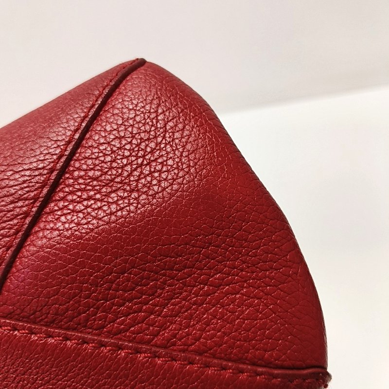 LOUIS VUITTON LOCKME紅色牛皮單肩包手提包斜挎包銀色五金可拆卸肩帶-13