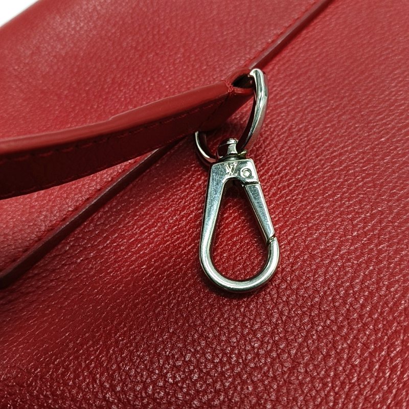 LOUIS VUITTON LOCKME紅色牛皮單肩包手提包斜挎包銀色五金可拆卸肩帶-14