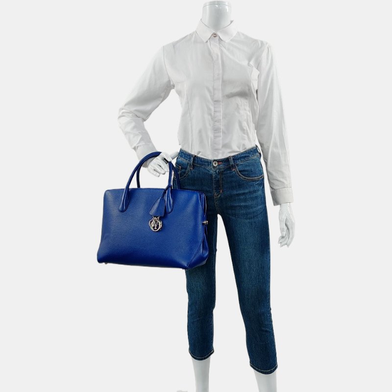 DIOR Bar 藍色牛皮手提包 金色五金-1