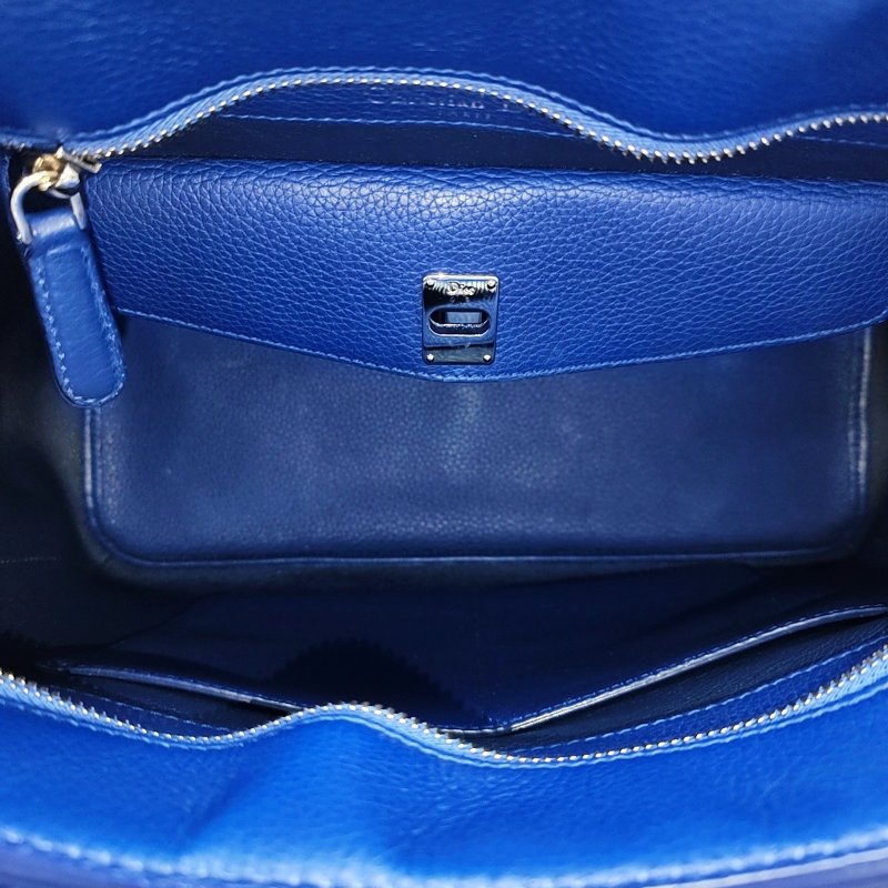 DIOR Bar 藍色牛皮手提包 金色五金-6