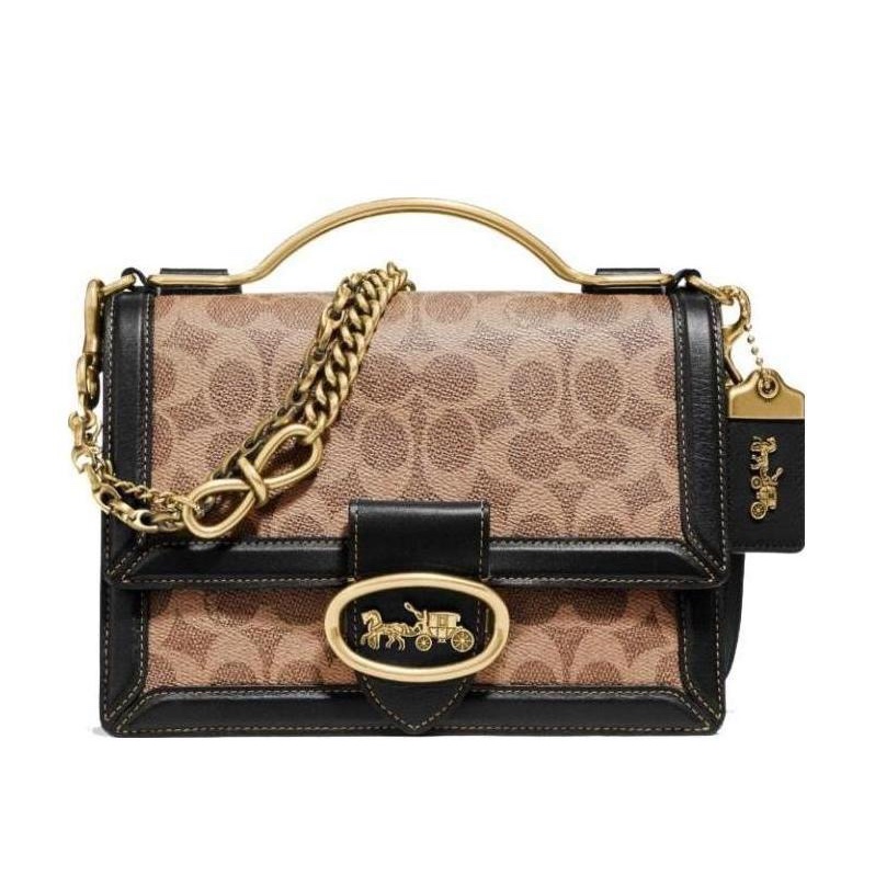 Coach 女士 Riley徽標手提包均碼碼長：22cm，寬：9.5cm，高：16.5cm-0