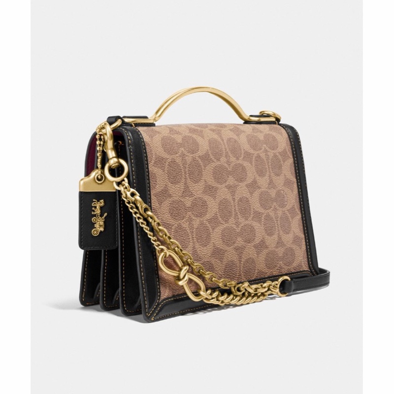 Coach 女士 Riley徽標手提包均碼碼長：22cm，寬：9.5cm，高：16.5cm-1