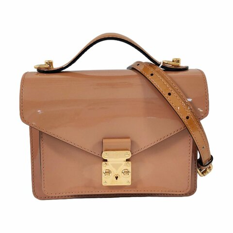 LOUIS VUITTON MONCEAU棕色漆皮單肩包斜挎包手提包金色五金可拆卸肩帶