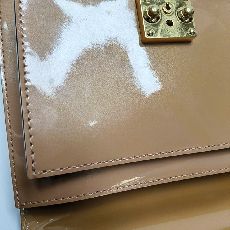 LOUIS VUITTON MONCEAU棕色漆皮單肩包斜挎包手提包金色五金可拆卸肩帶-9