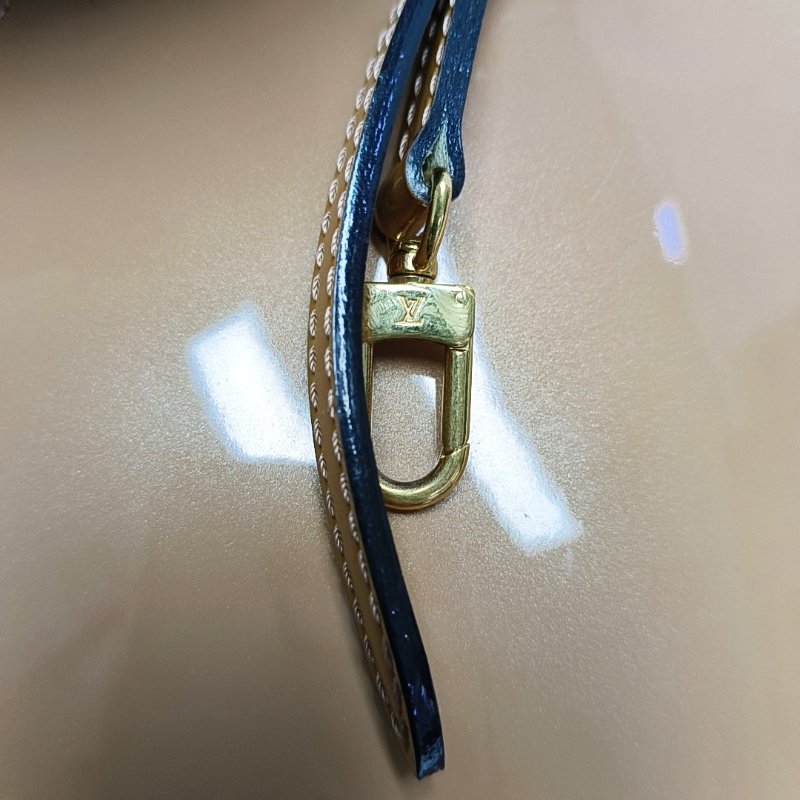 LOUIS VUITTON MONCEAU棕色漆皮單肩包斜挎包手提包金色五金可拆卸肩帶-11