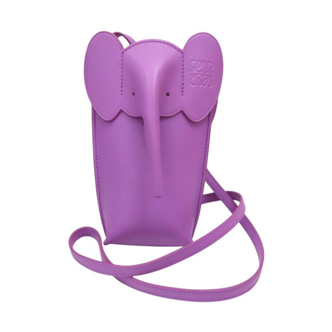 紫色 牛皮 大象造型 手機包 肩背包【LOEWE 羅威】