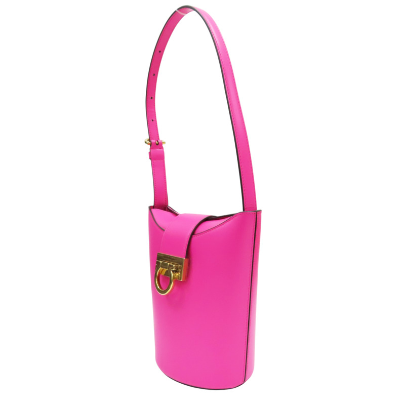粉紅色 牛皮 Trifolio 水桶包 肩背包【Salvatore Ferragamo 費拉格慕】 211194-2