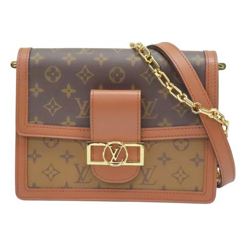 棕色 原花 Reverse 帆布 Dauphine MM 肩背包【LOUIS VUITTON LV 路易威登】 M45958
