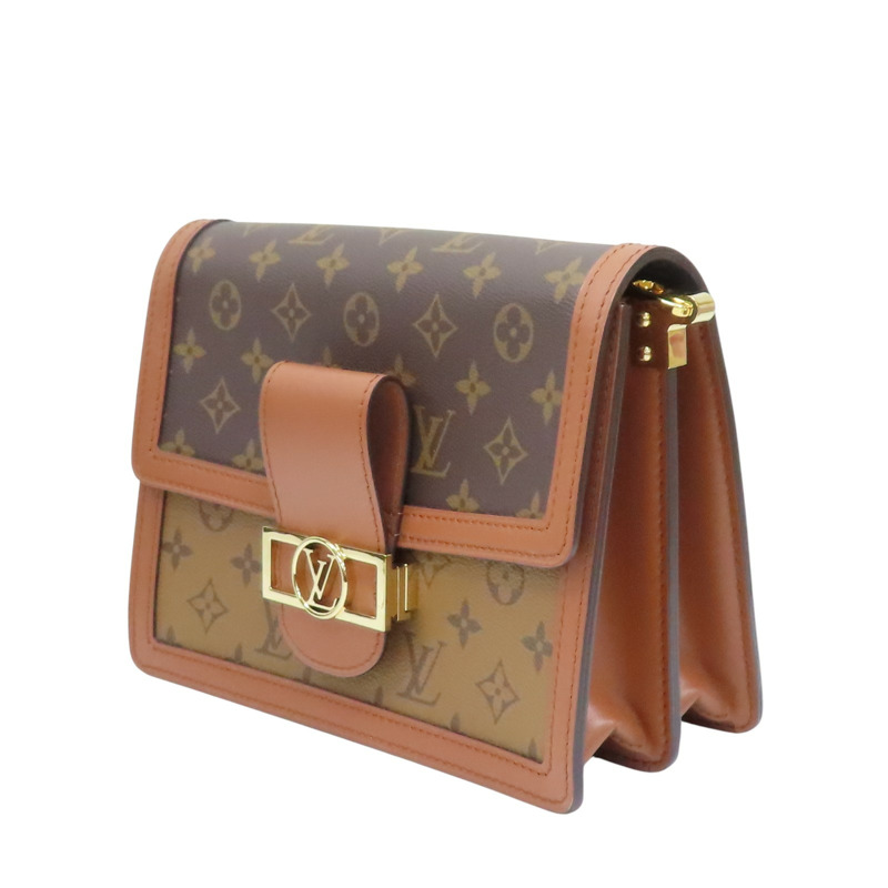 棕色 原花 Reverse 帆布 Dauphine MM 肩背包【LOUIS VUITTON LV 路易威登】 M45958-2