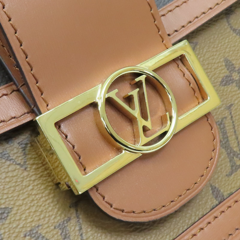 棕色 原花 Reverse 帆布 Dauphine MM 肩背包【LOUIS VUITTON LV 路易威登】 M45958-10