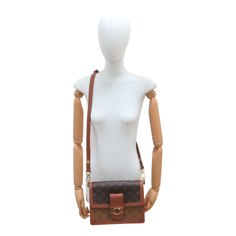 棕色 原花 Reverse 帆布 Dauphine MM 肩背包【LOUIS VUITTON LV 路易威登】 M45958-14
