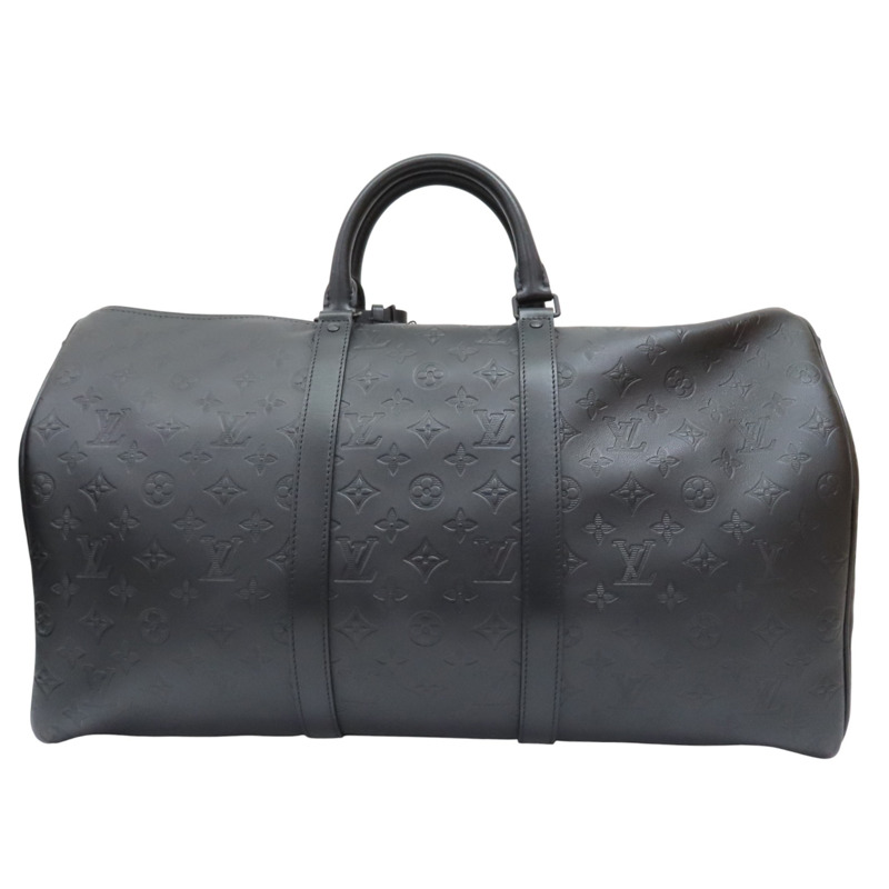 黑色 牛皮 壓紋 Keepall Bandouliere 50 行李袋 兩用包【LOUIS VUITTON LV 路易威登】 M44810-1