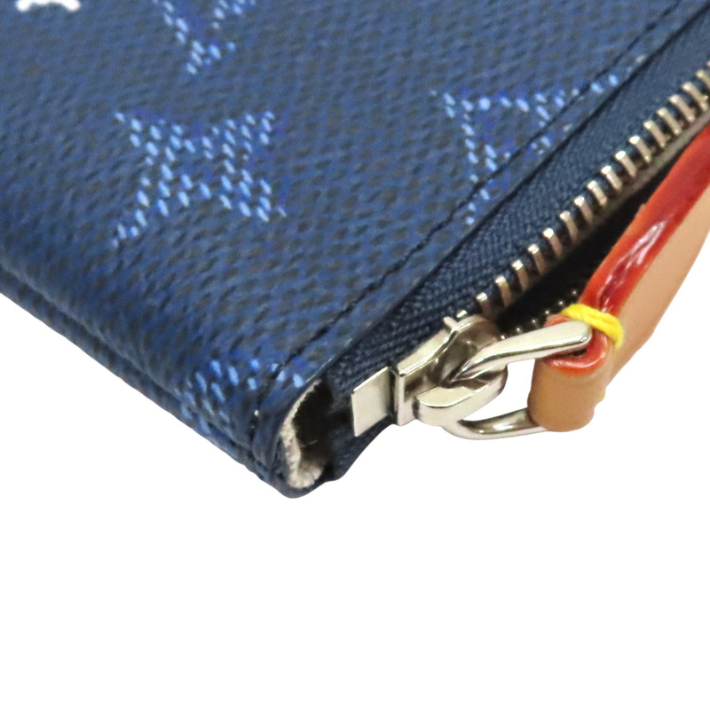 藍色 原花 Heritage 帆布 Key Pouch S 零錢包【LOUIS VUITTON LV 路易威登】 M27112-11