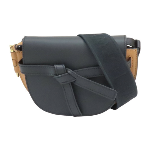 黑/棕色 牛皮 Mini Gate Dual 肩背包【LOEWE 羅威】 A650N46X13