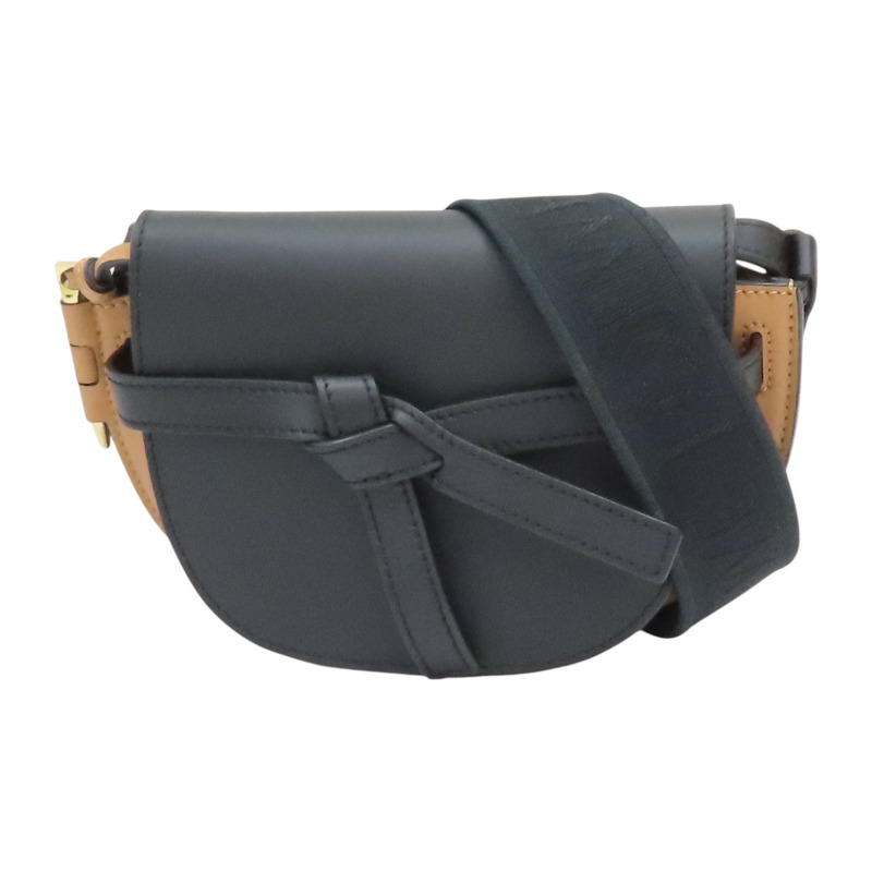 黑/棕色 牛皮 Mini Gate Dual 肩背包【LOEWE 羅威】 A650N46X13-0
