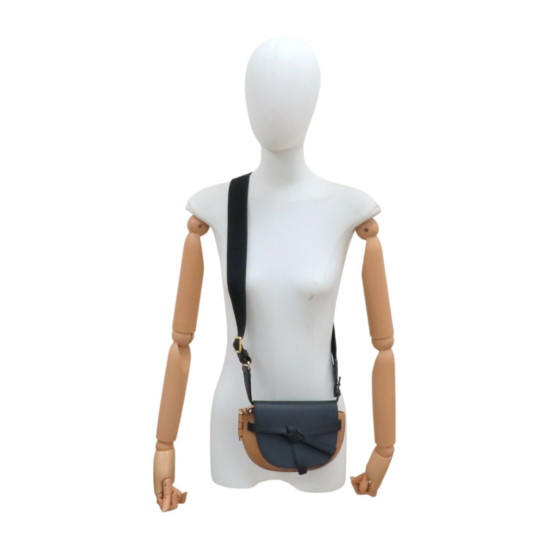 黑/棕色 牛皮 Mini Gate Dual 肩背包【LOEWE 羅威】 A650N46X13-14