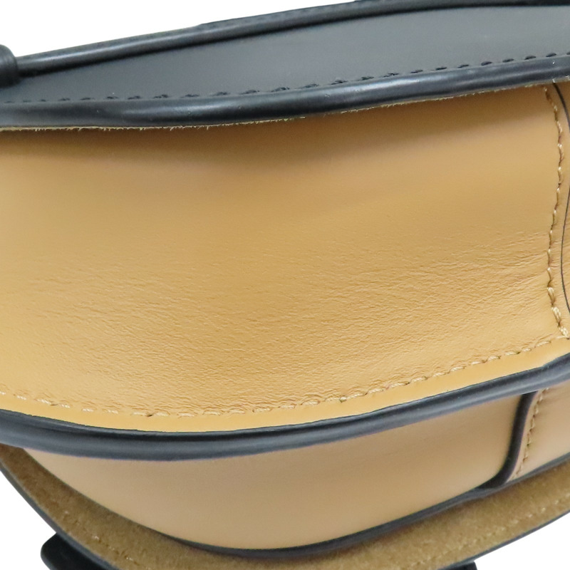 黑/棕色 牛皮 Mini Gate Dual 肩背包【LOEWE 羅威】 A650N46X13-18