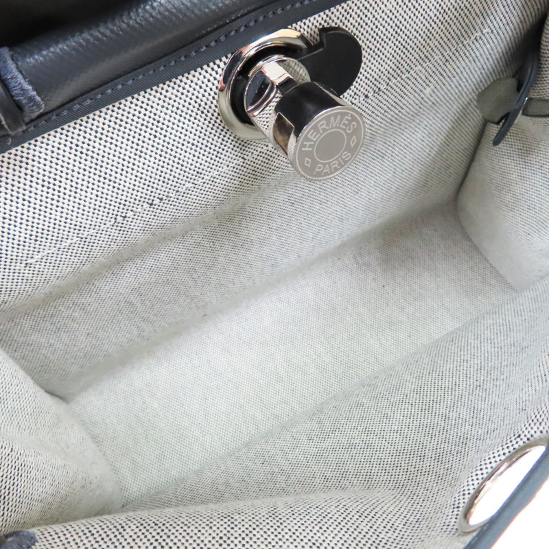黑灰色 帆布 Herbag Zip 31 肩背包 W刻 銀扣【HERMES 愛馬仕】 H078971CK-5