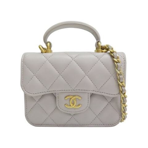 灰色 菱格紋 羊皮 MINI 鏈條【CHANEL 香奈兒】 AP2200