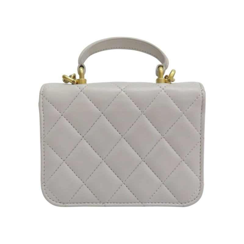 灰色 菱格紋 羊皮 MINI 鏈條【CHANEL 香奈兒】 AP2200-1