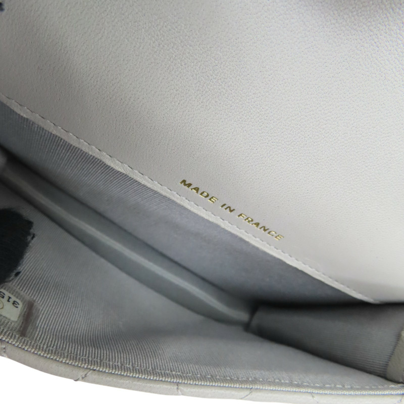 灰色 菱格紋 羊皮 MINI 鏈條【CHANEL 香奈兒】 AP2200-4