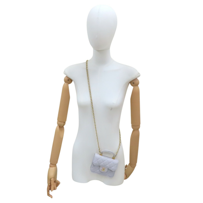 灰色 菱格紋 羊皮 MINI 鏈條【CHANEL 香奈兒】 AP2200-11