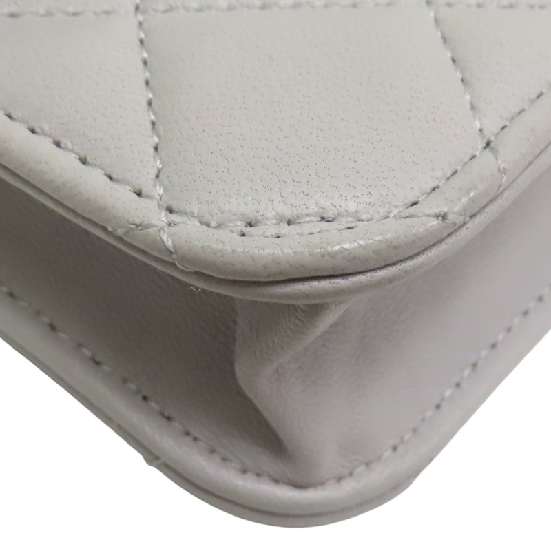 灰色 菱格紋 羊皮 MINI 鏈條【CHANEL 香奈兒】 AP2200-13