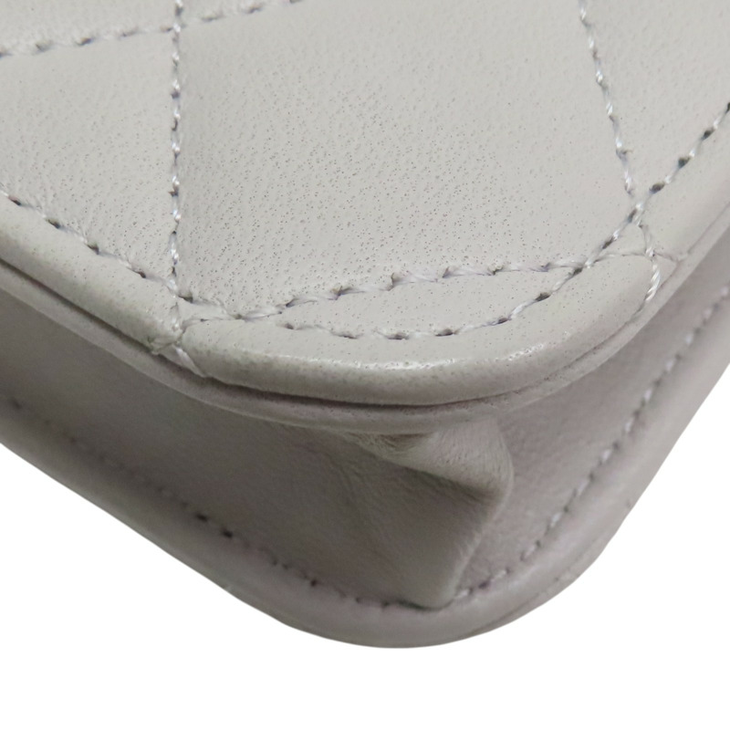 灰色 菱格紋 羊皮 MINI 鏈條【CHANEL 香奈兒】 AP2200-14