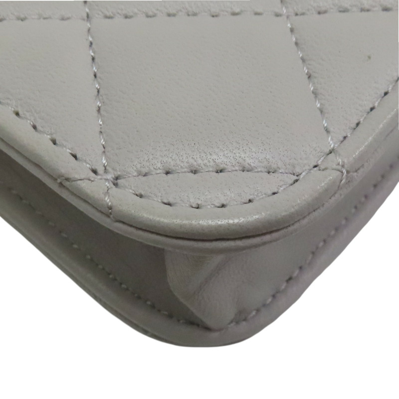 灰色 菱格紋 羊皮 MINI 鏈條【CHANEL 香奈兒】 AP2200-15