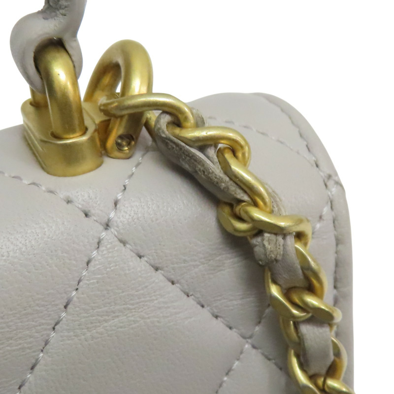 灰色 菱格紋 羊皮 MINI 鏈條【CHANEL 香奈兒】 AP2200-16