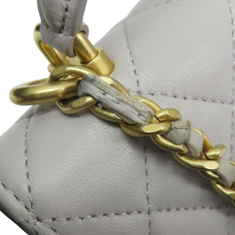 灰色 菱格紋 羊皮 MINI 鏈條【CHANEL 香奈兒】 AP2200-17