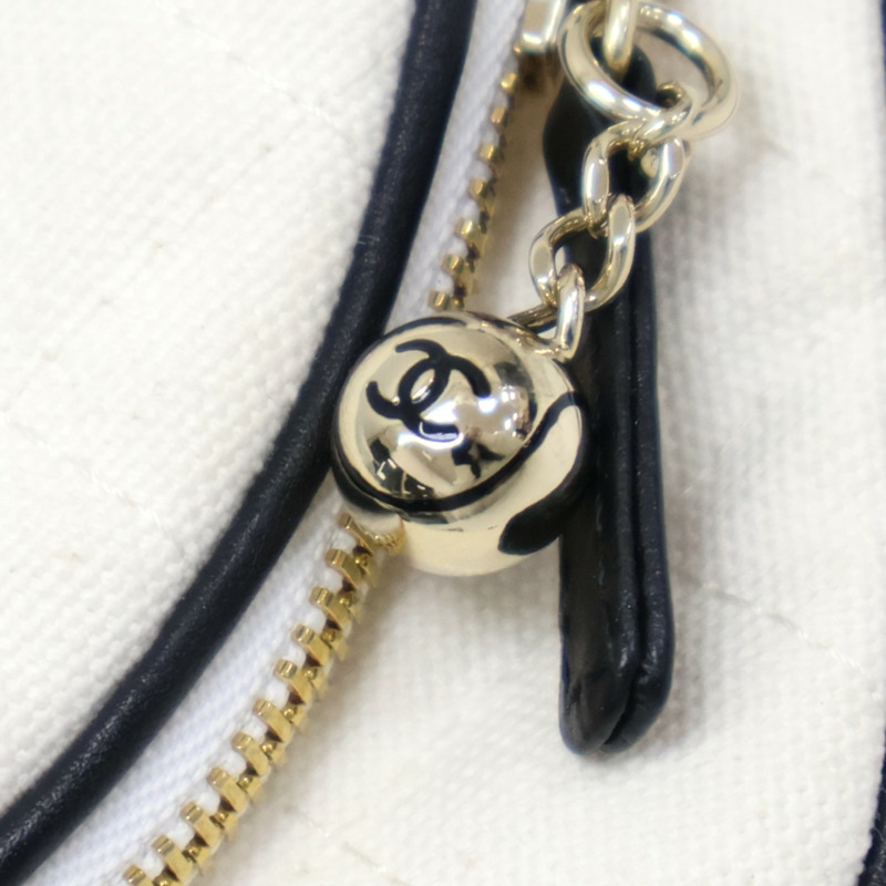 白色帆布 23C Cruise Mini 網球拍 鍊帶 肩背包 AP3150【CHANEL 香奈兒】 AP3150-15