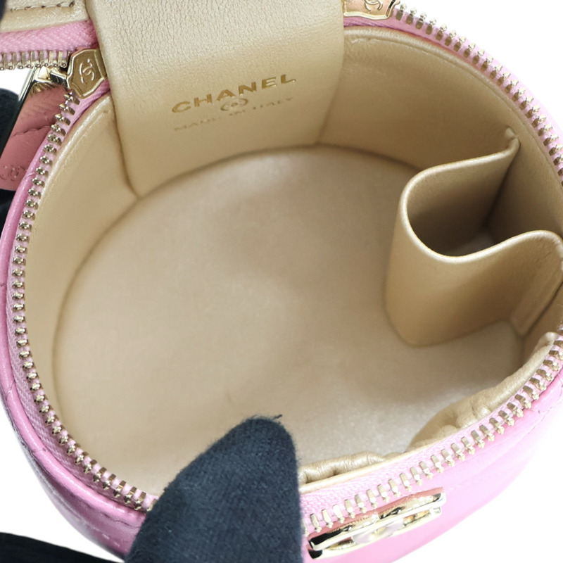 粉色牛皮 Mini 圓筒 手提包 無卡【CHANEL 香奈兒】-4