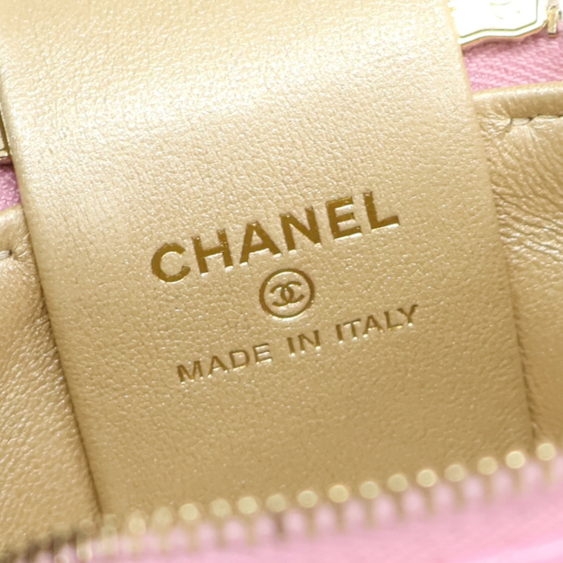 粉色牛皮 Mini 圓筒 手提包 無卡【CHANEL 香奈兒】-6