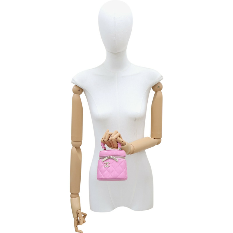 粉色牛皮 Mini 圓筒 手提包 無卡【CHANEL 香奈兒】-8