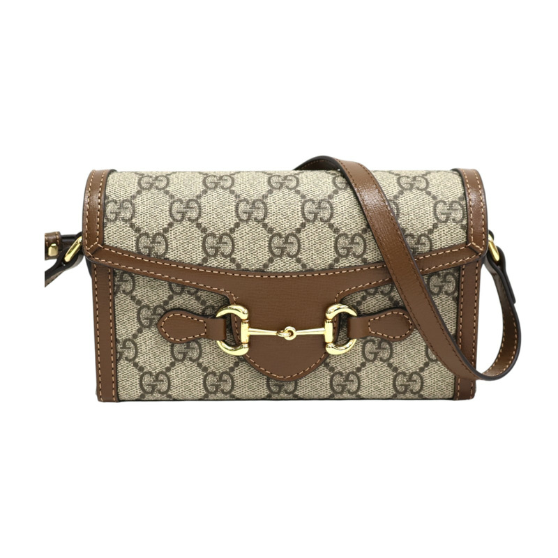 烏木色 GG Supreme帆布 1955 Horsebit 肩背包【GUCCI 古馳】 699296-0