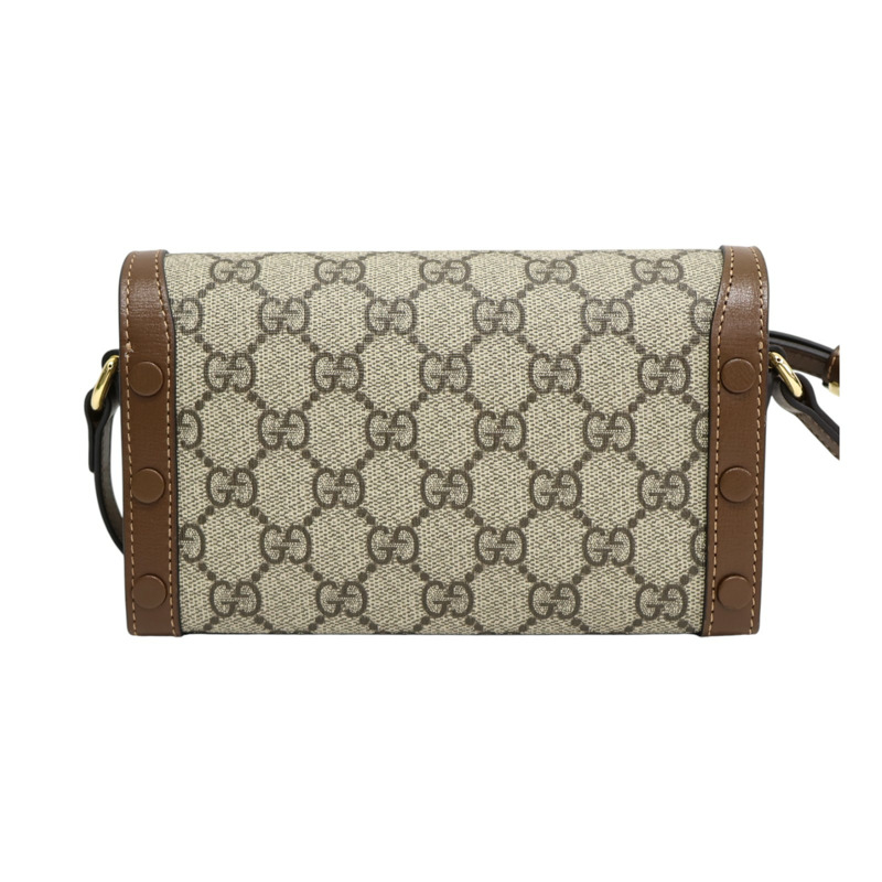 烏木色 GG Supreme帆布 1955 Horsebit 肩背包【GUCCI 古馳】 699296-1