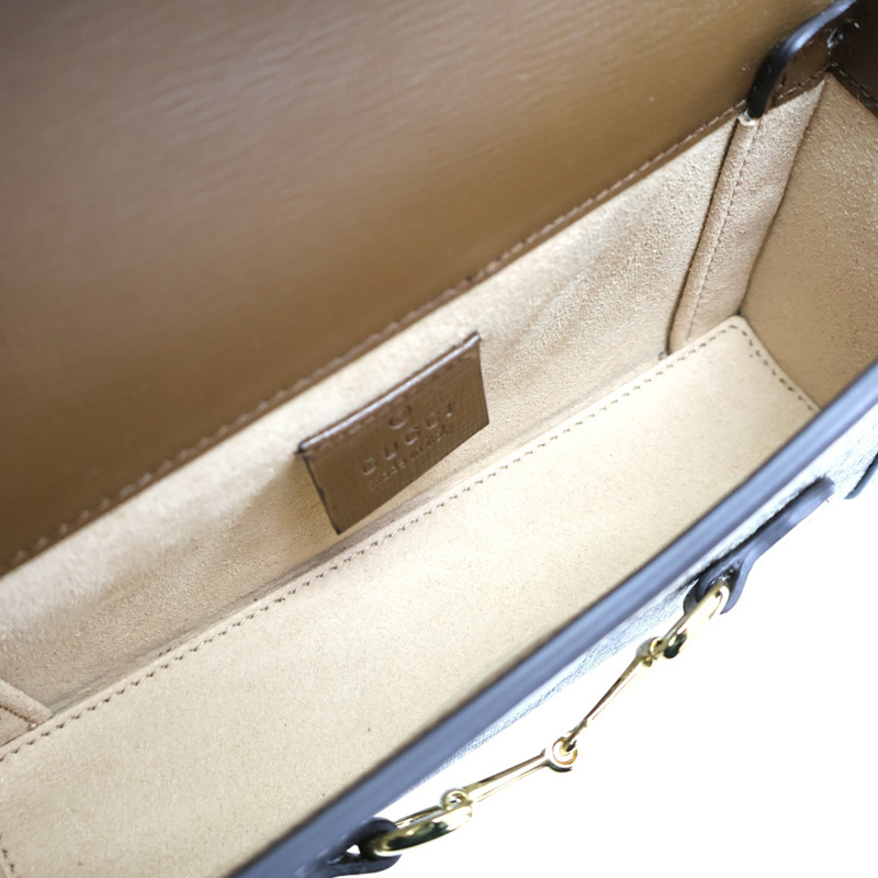 烏木色 GG Supreme帆布 1955 Horsebit 肩背包【GUCCI 古馳】 699296-4