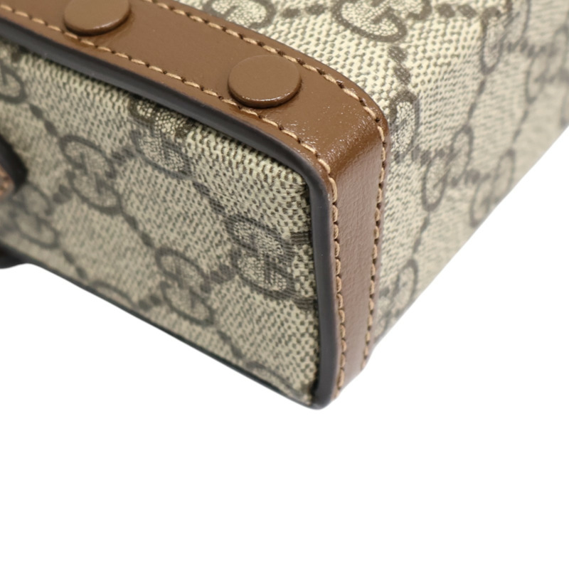 烏木色 GG Supreme帆布 1955 Horsebit 肩背包【GUCCI 古馳】 699296-11